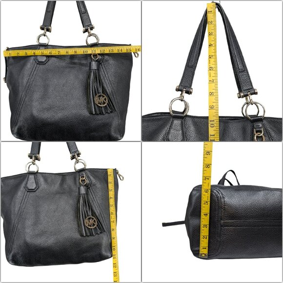 Michael Kors Frances Large Grab Leather Tote Shoulder Bag Tassel Charm 15" - Picture 12 of 13